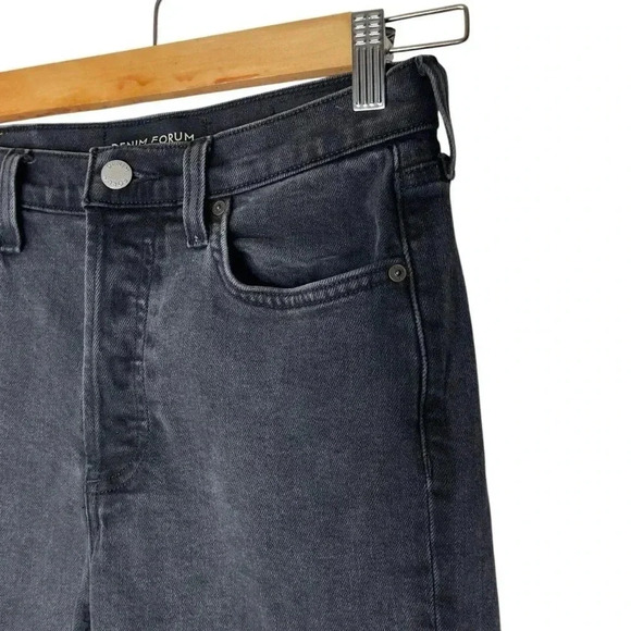 Denim Forum The Arlo High Rise Straight Black  Denim Button Fly Jeans Size 26 - Picture 5 of 9